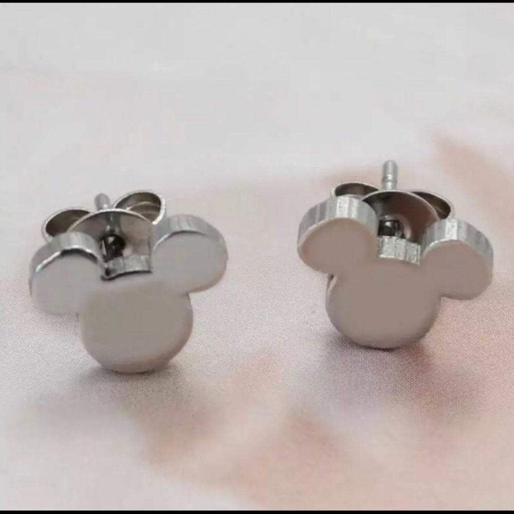 Silver Mickey mouse shaped earrings